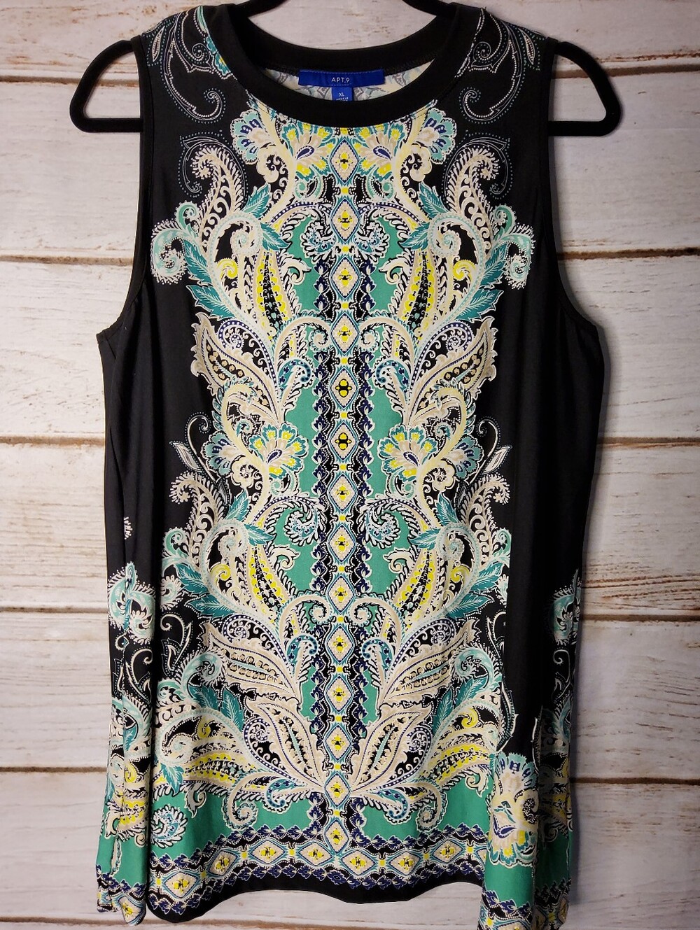 Apt. 9 Black and Green Paisley Top - Picture 1 of 7